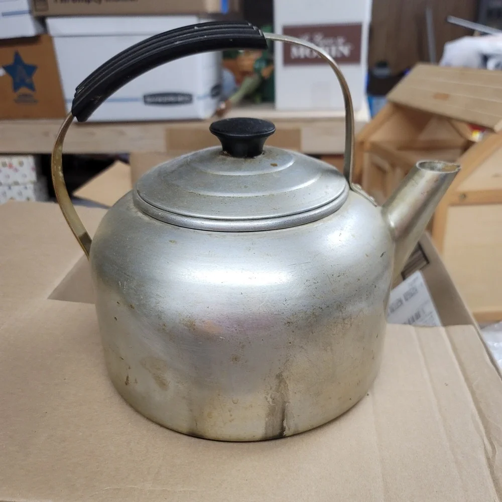 Vintage Aluminum Tea Kettle‎ Stovetop Teapot Camping Rustic Kitchen Decor